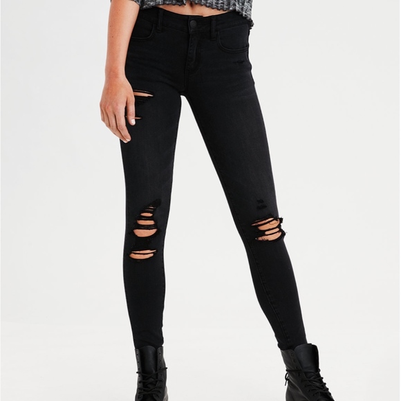 black torn jeggings
